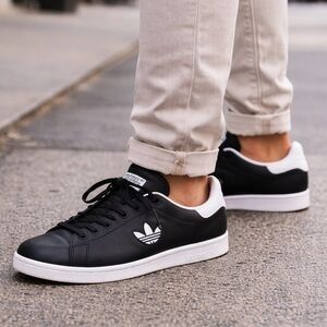 Adidas Stan Smith Black White Leather Sneakers Men’s 12 BD7452 Classic Trefoil